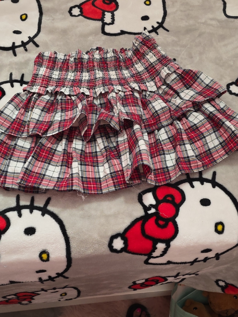 Janie and Jack Red and White Plaid Ruffle Skirt